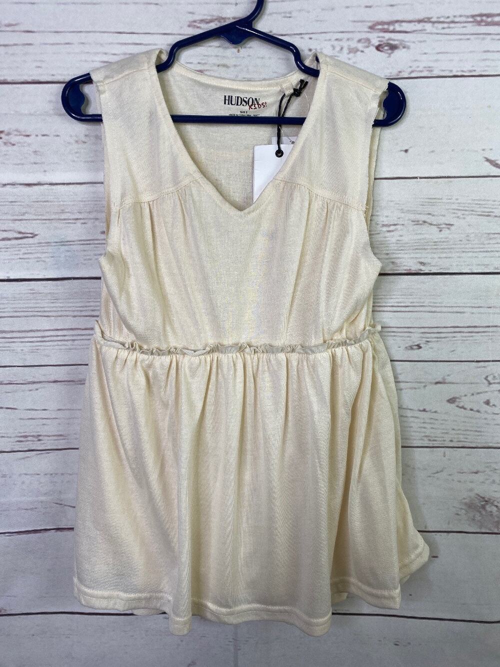 Hudson Kids Shirt Girls S 6X Babydoll Tank Top Cream Cream Lined Rayon NWT